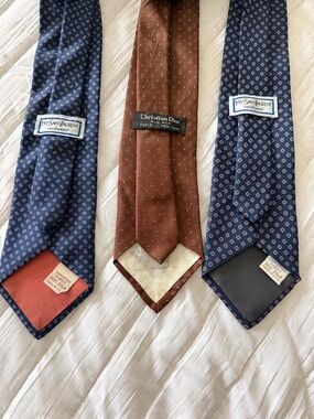 Set of 3 Luxury Designer Silk Ties - Christian Dior & Yves Saint Laurent (YSL)